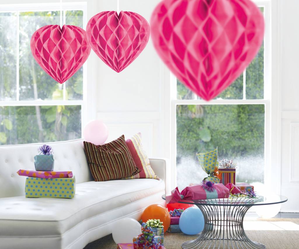 Honeycomb Hart Roze 30 cm - per stuk