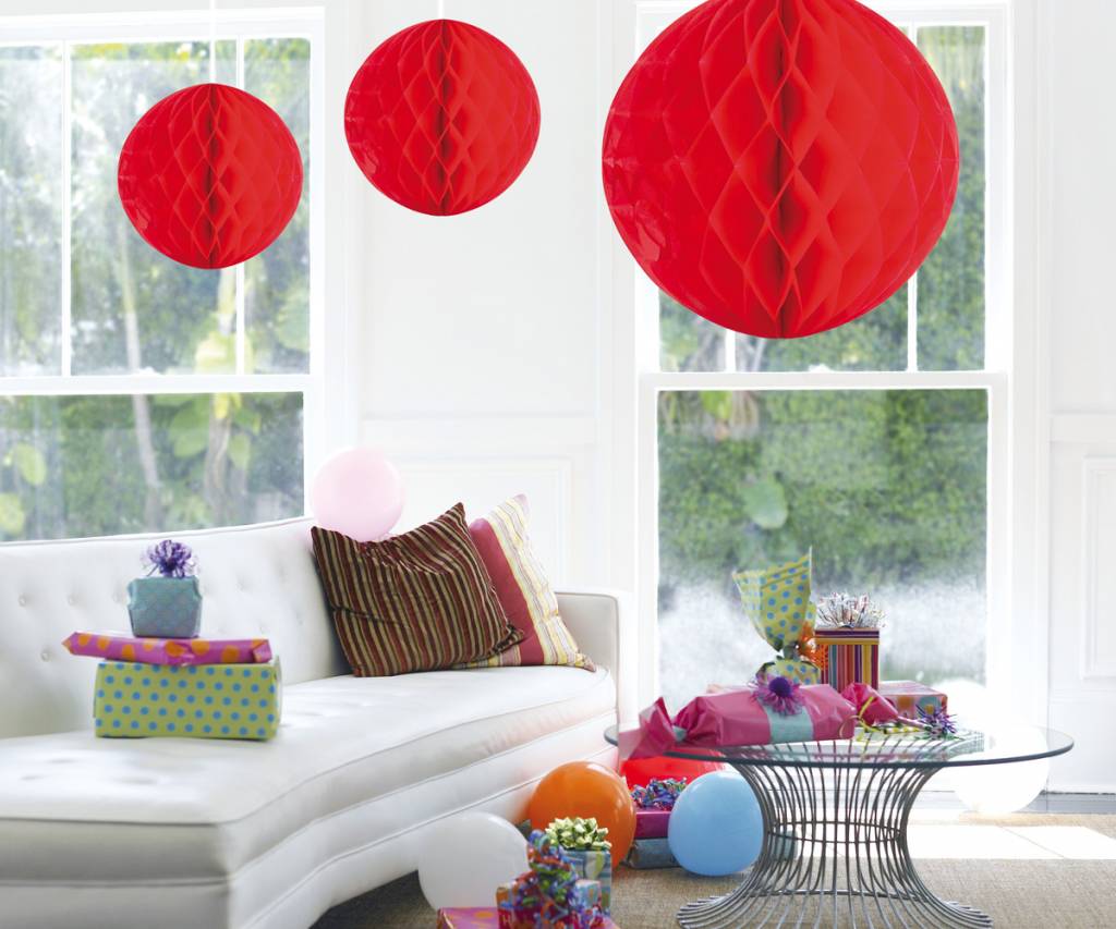 Honeycomb Bal Rood XL 50 cm - per stuk