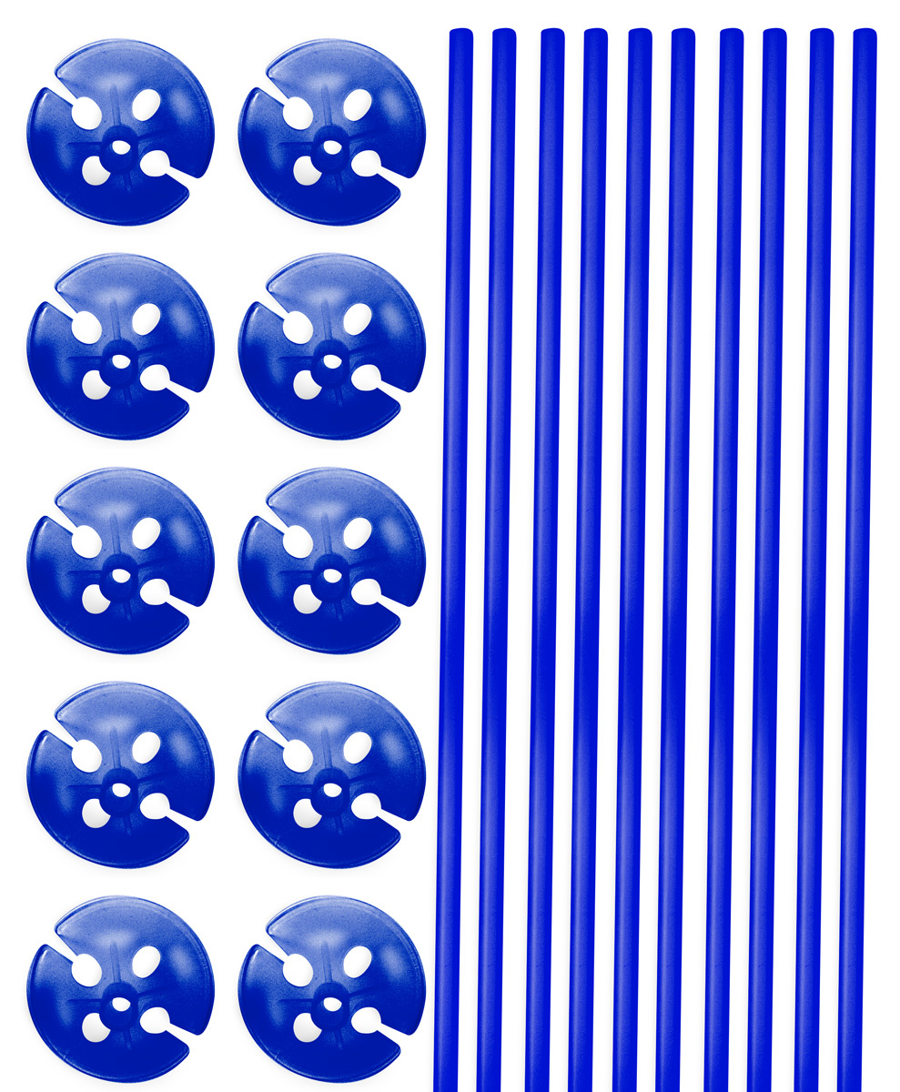 Ballonhouders + Dopjes Blauw - 10 stuks