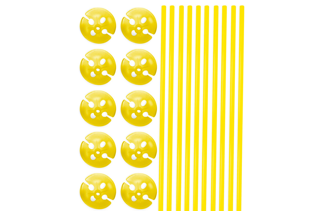 Ballonhouders + Dopjes Geel - 10 stuks