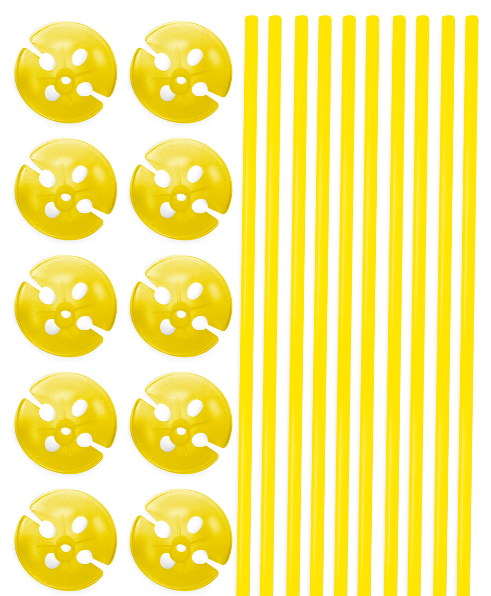Ballonhouders + Dopjes Geel - 10 stuks