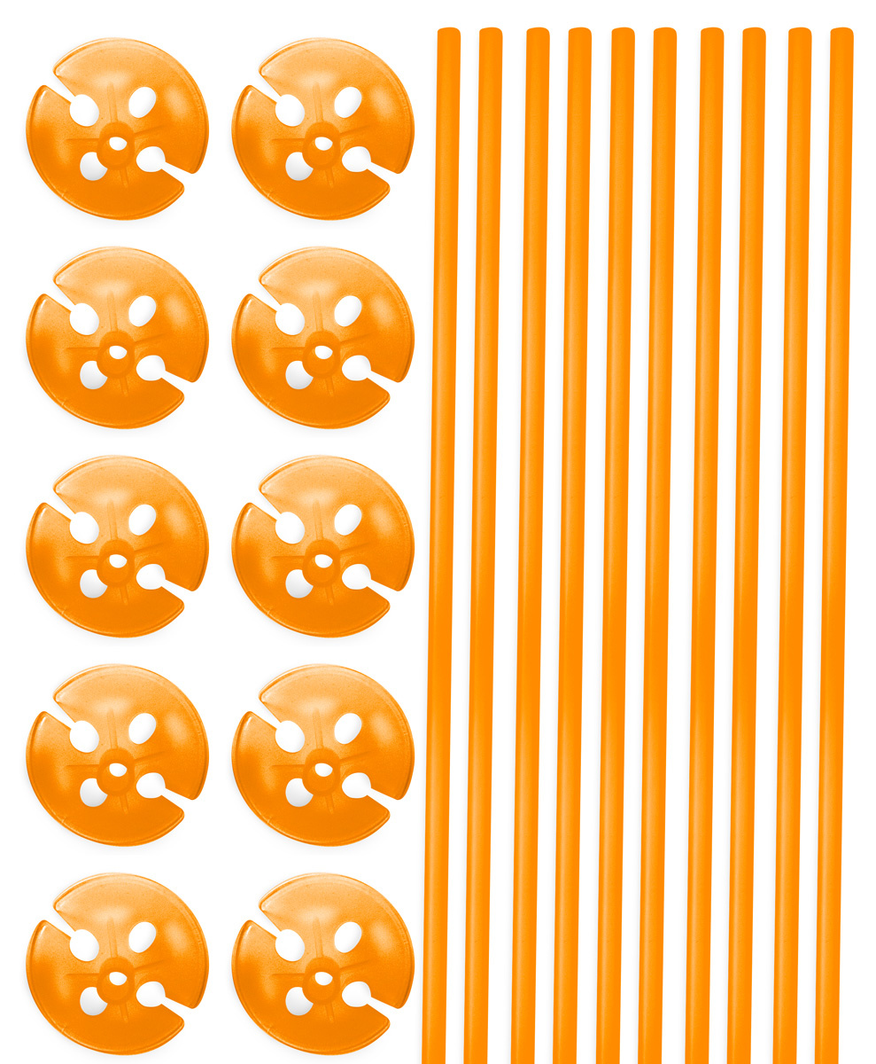 Ballonhouders + Dopjes Oranje - 10 stuks