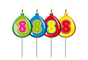 Verjaardagskaarsjes Ballonnen 8 Jaar - per stuk