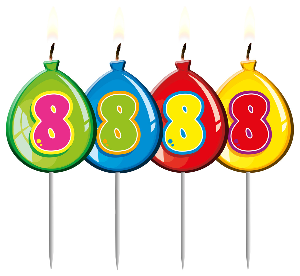 Verjaardagskaarsjes Ballonnen 8 Jaar - per stuk