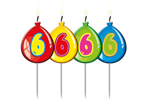 Verjaardagskaarsjes Ballonnen 6 Jaar - per stuk