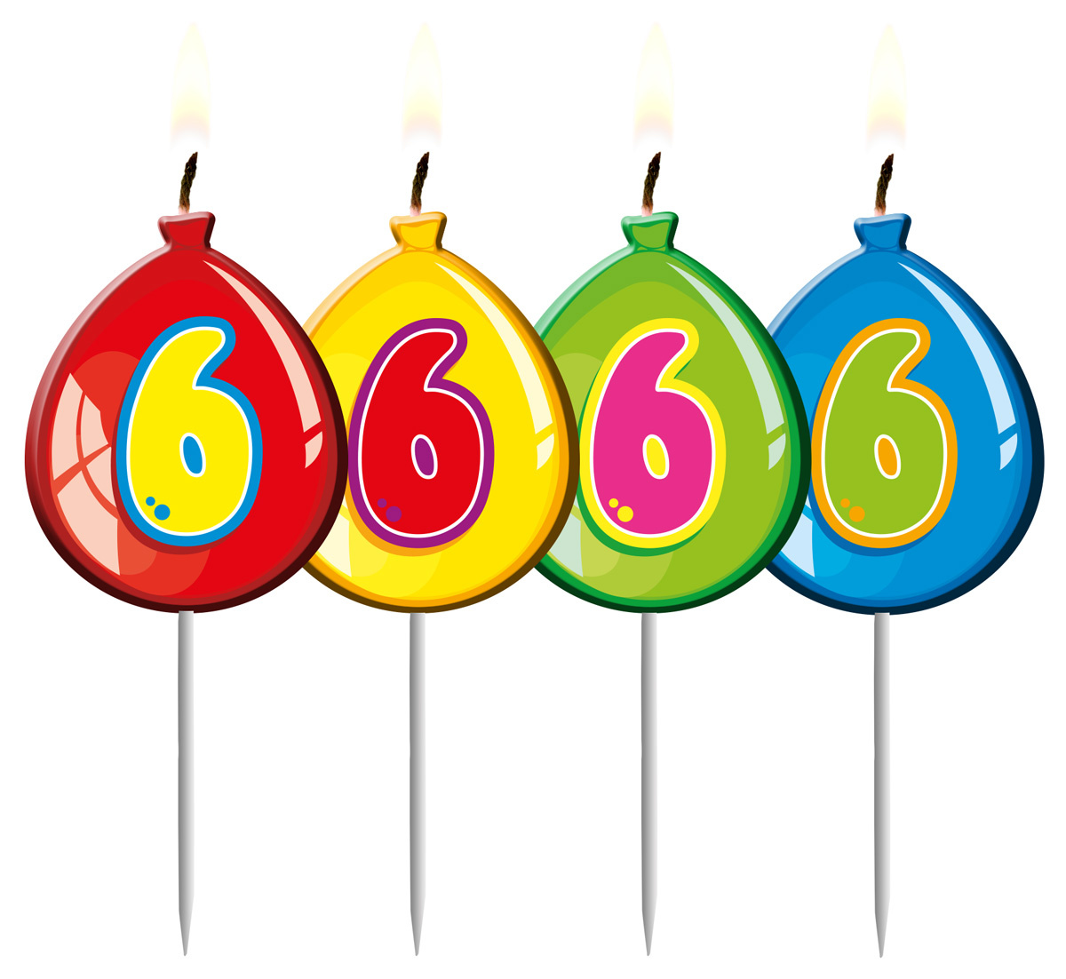 Verjaardagskaarsjes Ballonnen 6 Jaar - per stuk