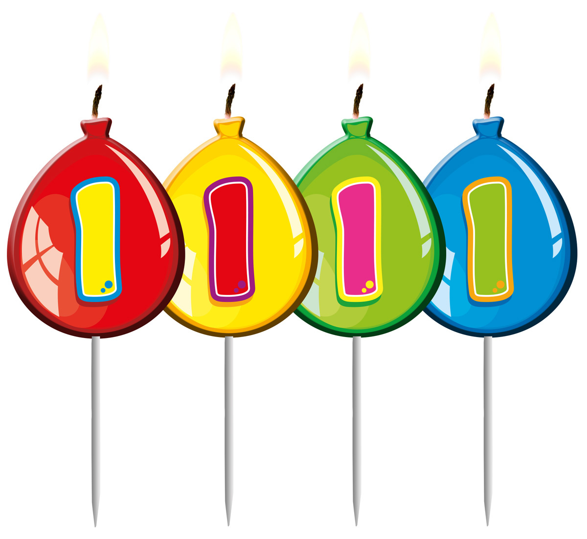 Verjaardagskaarsjes Ballonnen 1 Jaar - per stuk