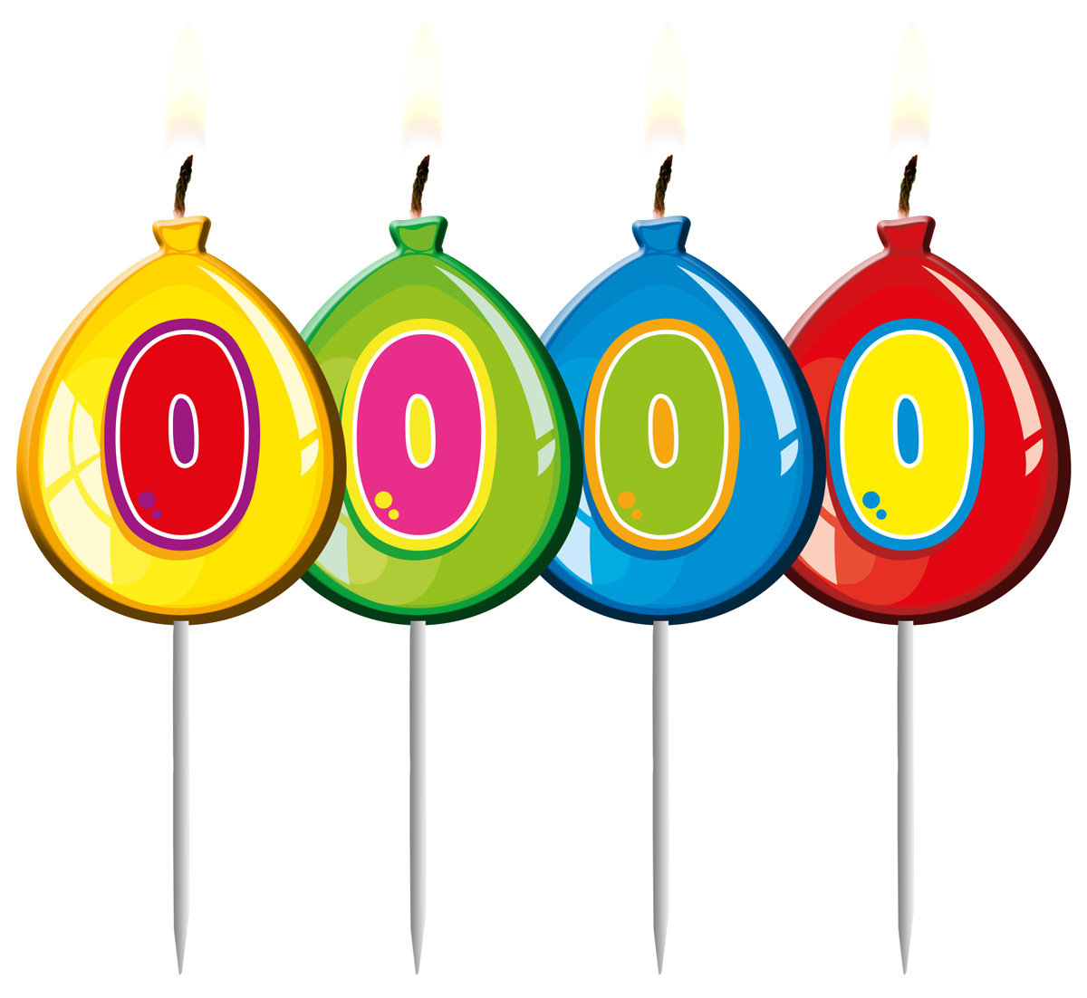 Verjaardagskaarsjes Ballonnen 0 Jaar - per stuk