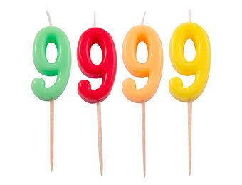 Verjaardagkaarsjes Neon 9 jaar - per stuk