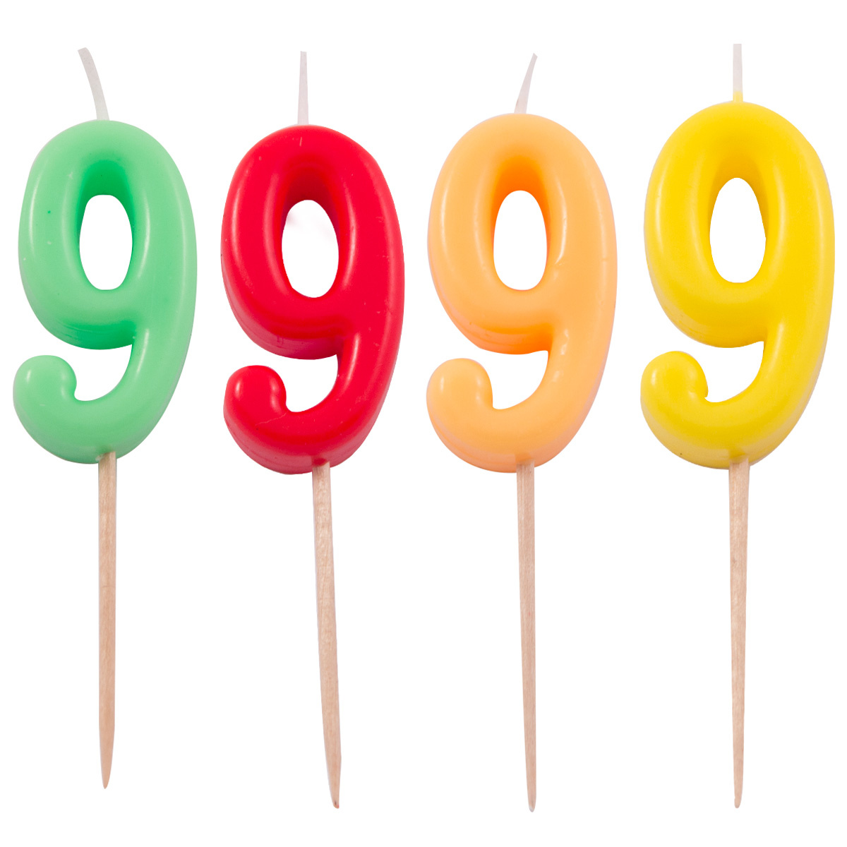 Verjaardagkaarsjes Neon 9 jaar - per stuk