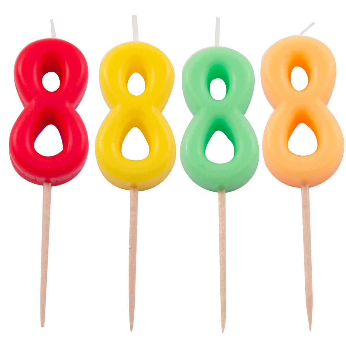 Verjaardagkaarsjes Neon 8 jaar - per stuk