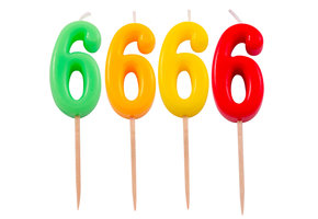 Verjaardagkaarsjes Neon 6 jaar - per stuk