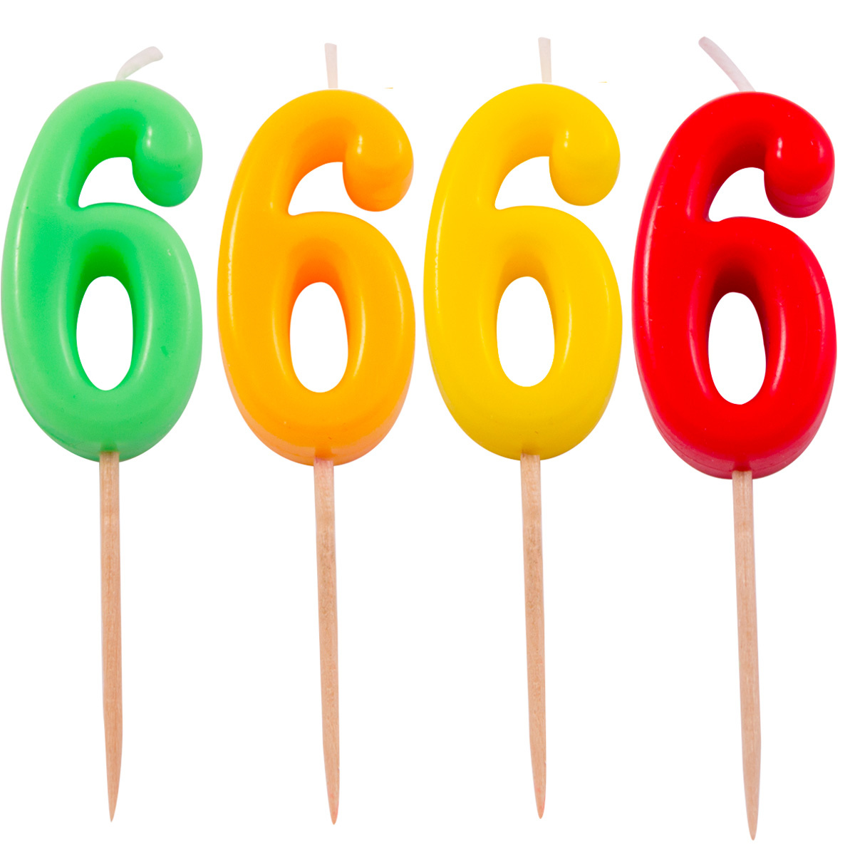 Verjaardagkaarsjes Neon 6 jaar - per stuk