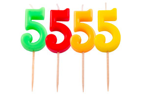 Verjaardagkaarsjes Neon 5 jaar - per stuk