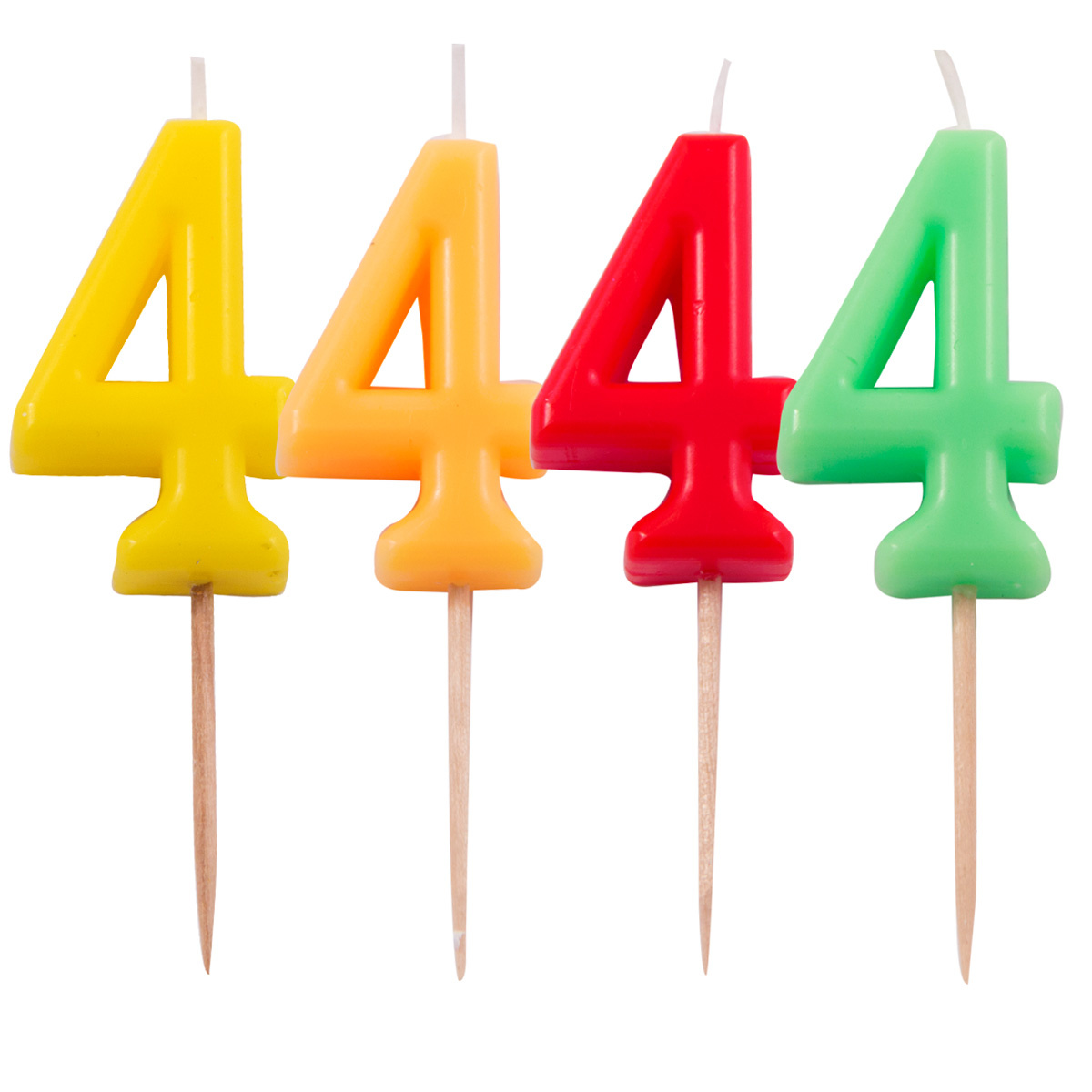 Verjaardagkaarsjes Neon 4 jaar - per stuk
