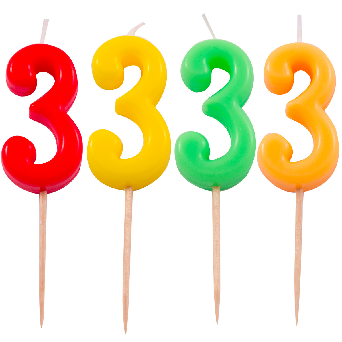 Verjaardagkaarsjes Neon 3 jaar - per stuk