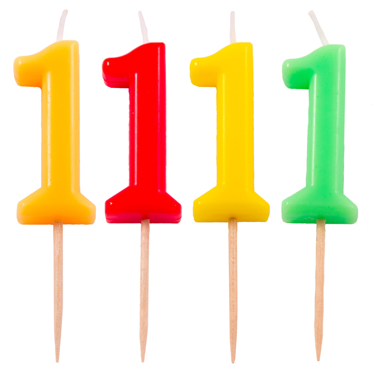 Verjaardagkaarsjes Neon 1 jaar - per stuk