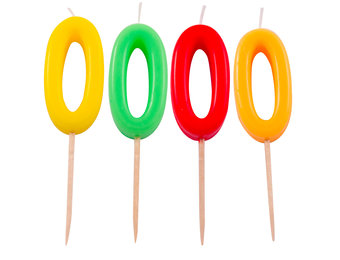 Verjaardagkaarsjes Neon '0' - per stuk