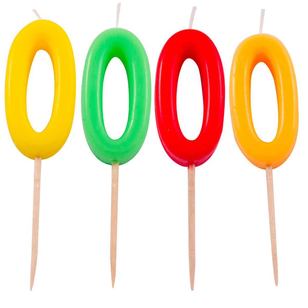 Verjaardagkaarsjes Neon '0' - per stuk