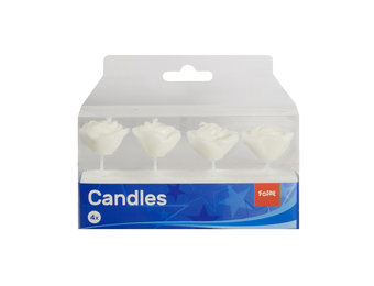 Taartkaarsjes Roosjes Wit - 4 stuks