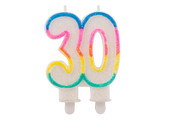 Verjaardagskaarsjes 30 jaar Gekleurd Glitter - per stuk