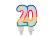 Verjaardagskaarsjes 20 jaar Gekleurd Glitter - per stuk