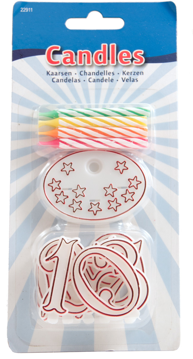 Verjaardagskaarsjes Neon met cijfers - 8 stuks