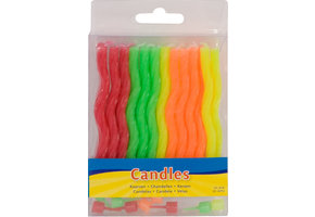 Taartkaarsjes Spiraal Neon Kleuren - 24+12 stuks