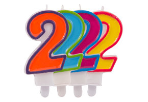 Verjaardagkaarsjes Gekleurd 2 jaar - per stuk