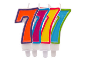 Verjaardagkaarsjes Gekleurd 7 jaar - per stuk