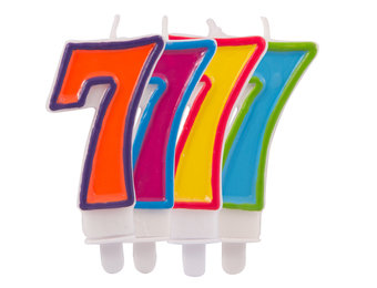 Verjaardagkaarsjes Gekleurd 7 jaar - per stuk