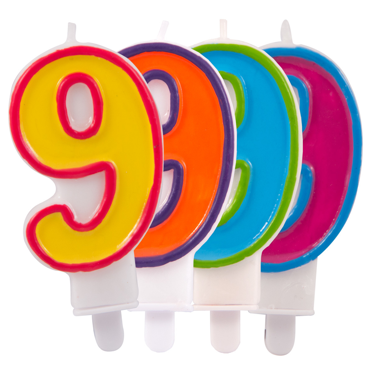 Verjaardagkaarsjes Gekleurd 9 jaar - per stuk