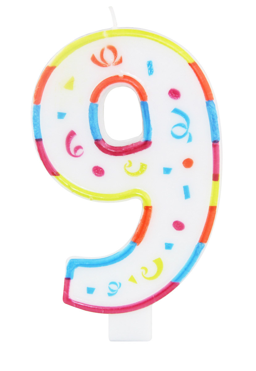 Verjaardagskaarsjes Groot 9 jaar - per stuk