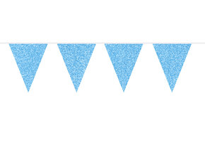 Vlaggenlijn Blauw Glitter - 6 meter