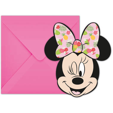 Minnie Mouse Tropical Uitnodigingen - 6 stuks