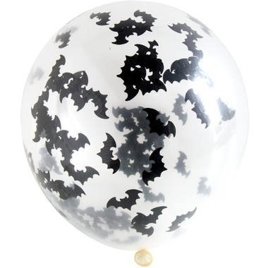 Confetti Ballonnen Halloween Vleermuis 30cm - 4 stuks
