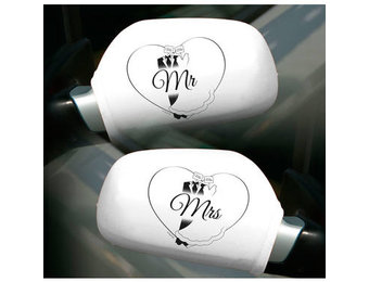 Bruiloft Autospiegelhoezen Mr & Mrs - per set