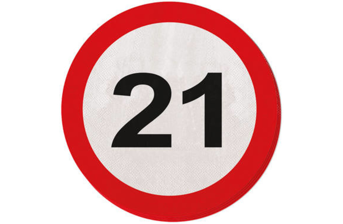 21 Jaar Verkeersbord Servetten - 20 stuks