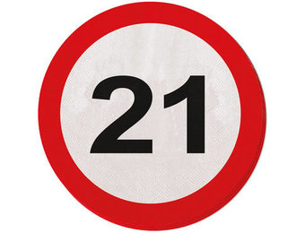 21 Jaar Verkeersbord Servetten - 20 stuks