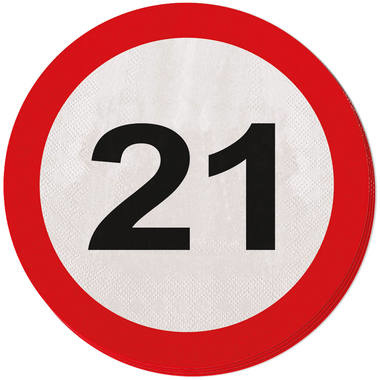 21 Jaar Verkeersbord Servetten - 20 stuks