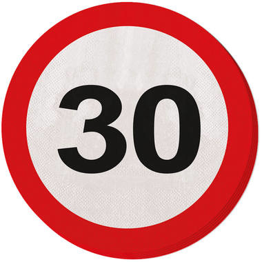 30 Jaar Verkeersbord Servetten - 20 stuks