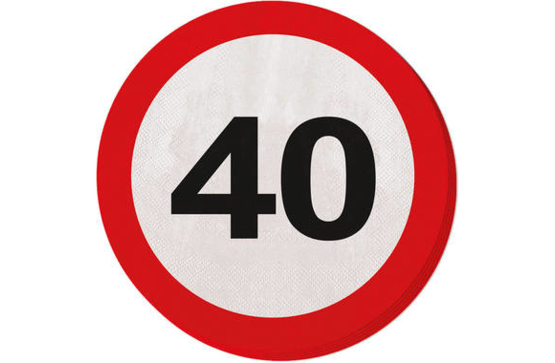 40 Jaar Verkeersbord Servetten - 20 stuks