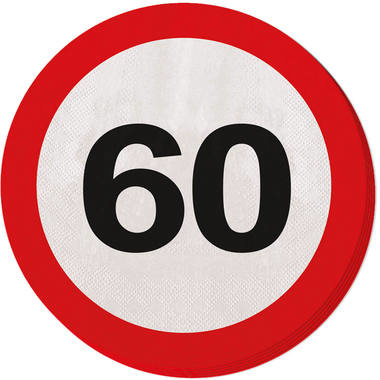 60 Jaar Verkeersbord Servetten - 20 stuks