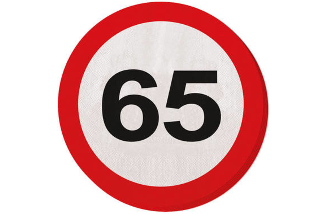 65 Jaar Verkeersbord Servetten - 20 stuks