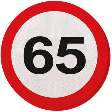 65 Jaar Verkeersbord Servetten - 20 stuks