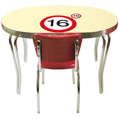16 Jaar Verkeersbord Placemat en Onderzetter set - 4x