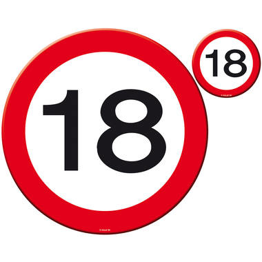 18 Jaar Verkeersbord Placemat en Onderzetter set - 4x