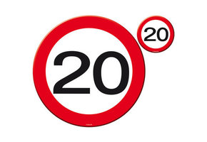 20 Jaar Verkeersbord Placemat en Onderzetter - 4x