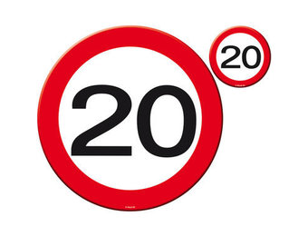 20 Jaar Verkeersbord Placemat en Onderzetter - 4x