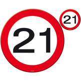 21 Jaar Verkeersbord Placemat en Onderzetter set - 4x